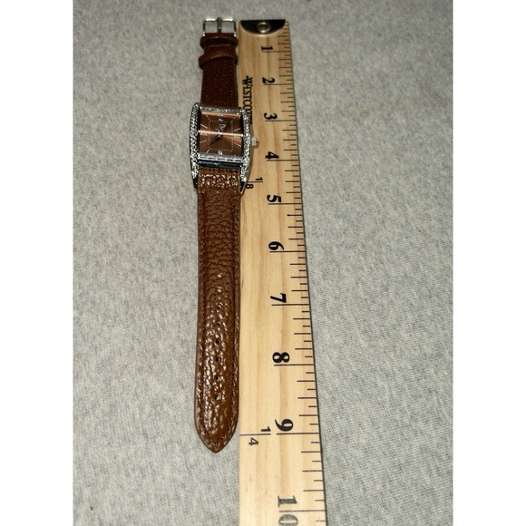 New Burgi Quartz Womens Watch BTV135‎ Brown Leather Strap 27mm Crystal Bling main image 5